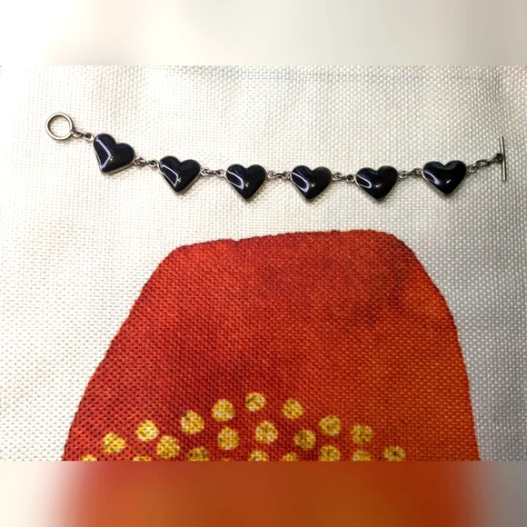 Sterling Silver Heart Bracelet - Double Sided - Picture 2 of 3